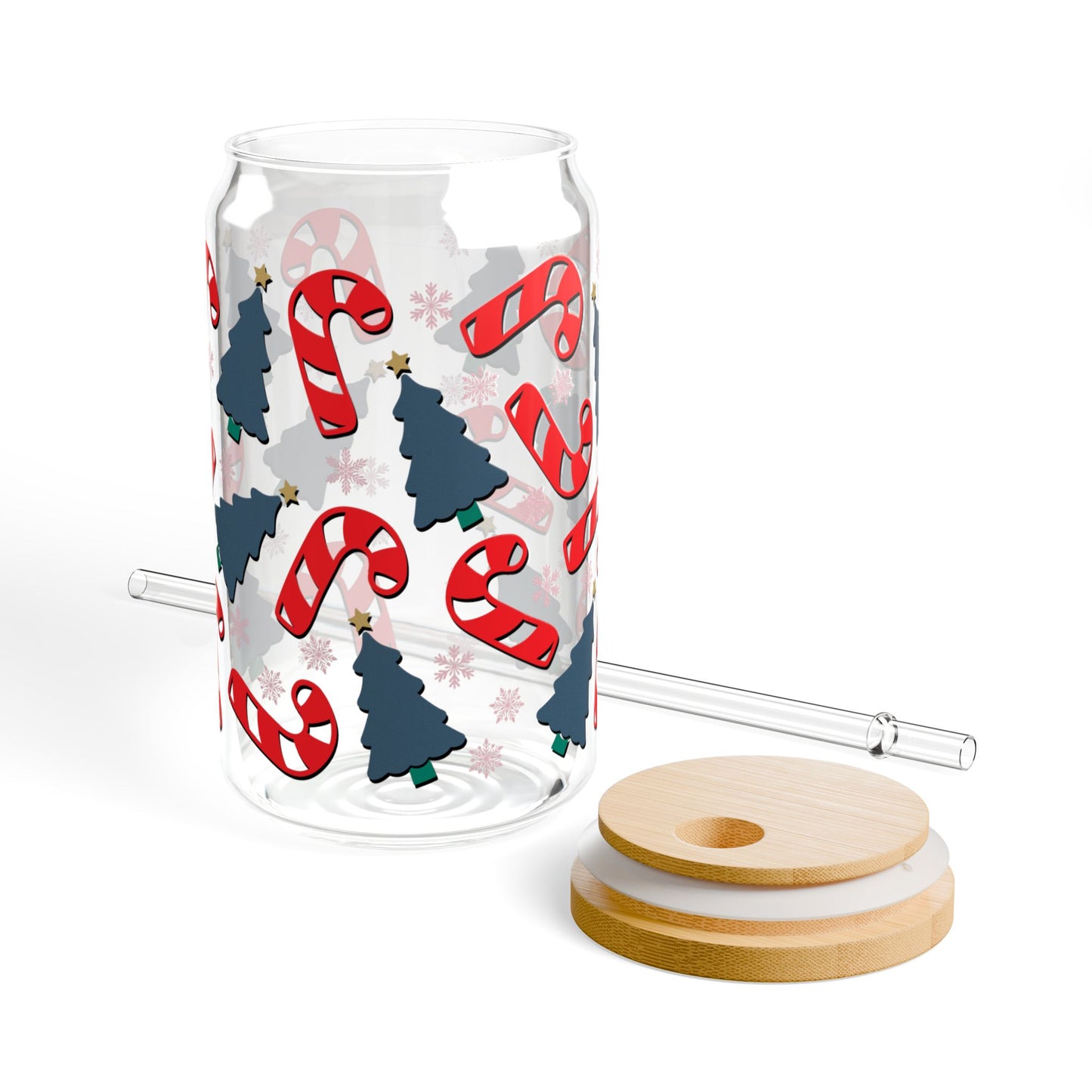 Candy Canes and Christmas Trees Sipper Glass